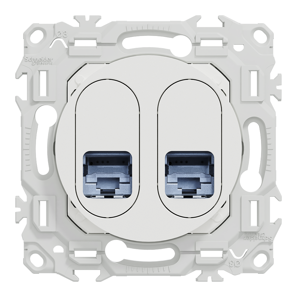 Odace prise double RJ45 cat.6a STP blanc